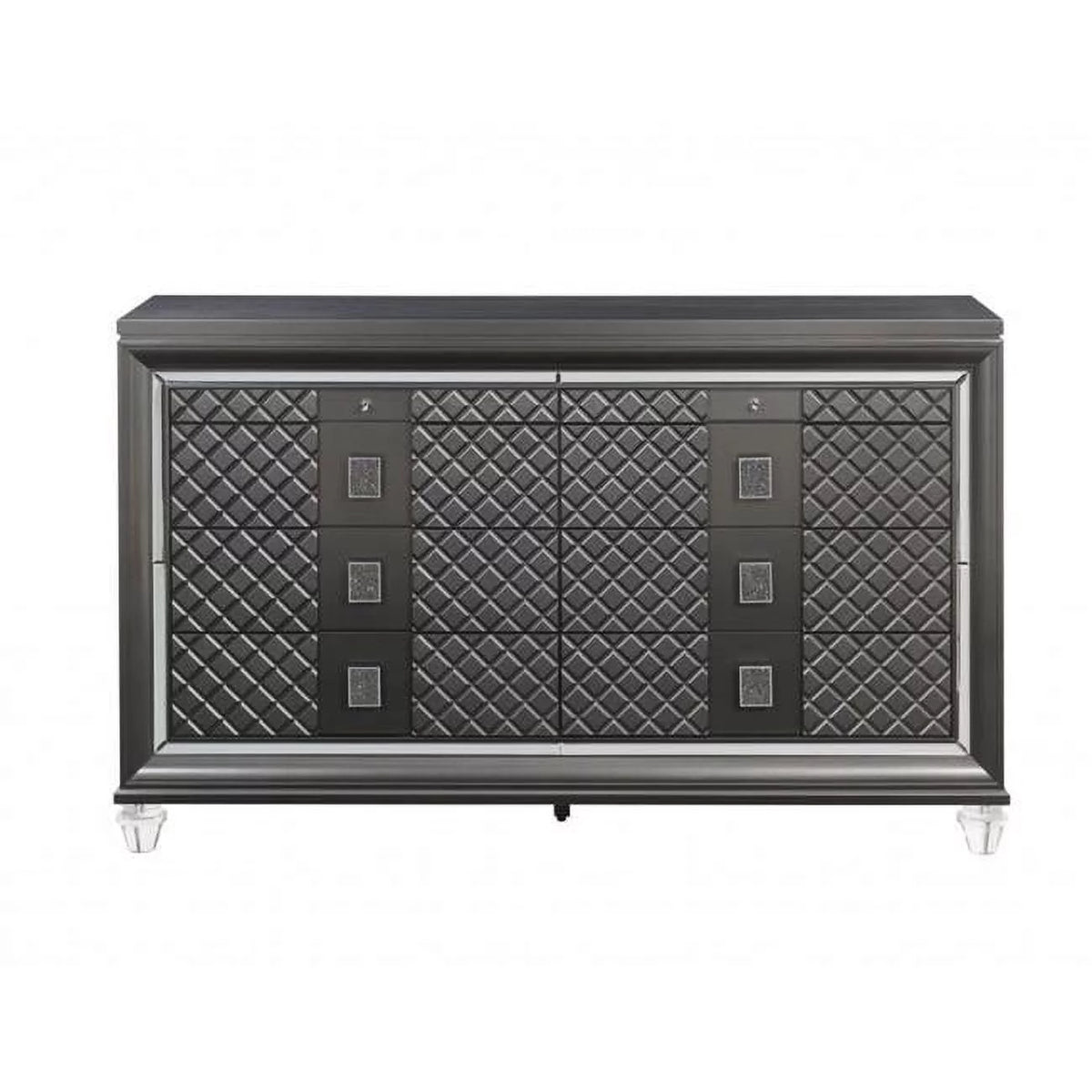 Metallic Gray 8 Drawer Wood Dresser E4148