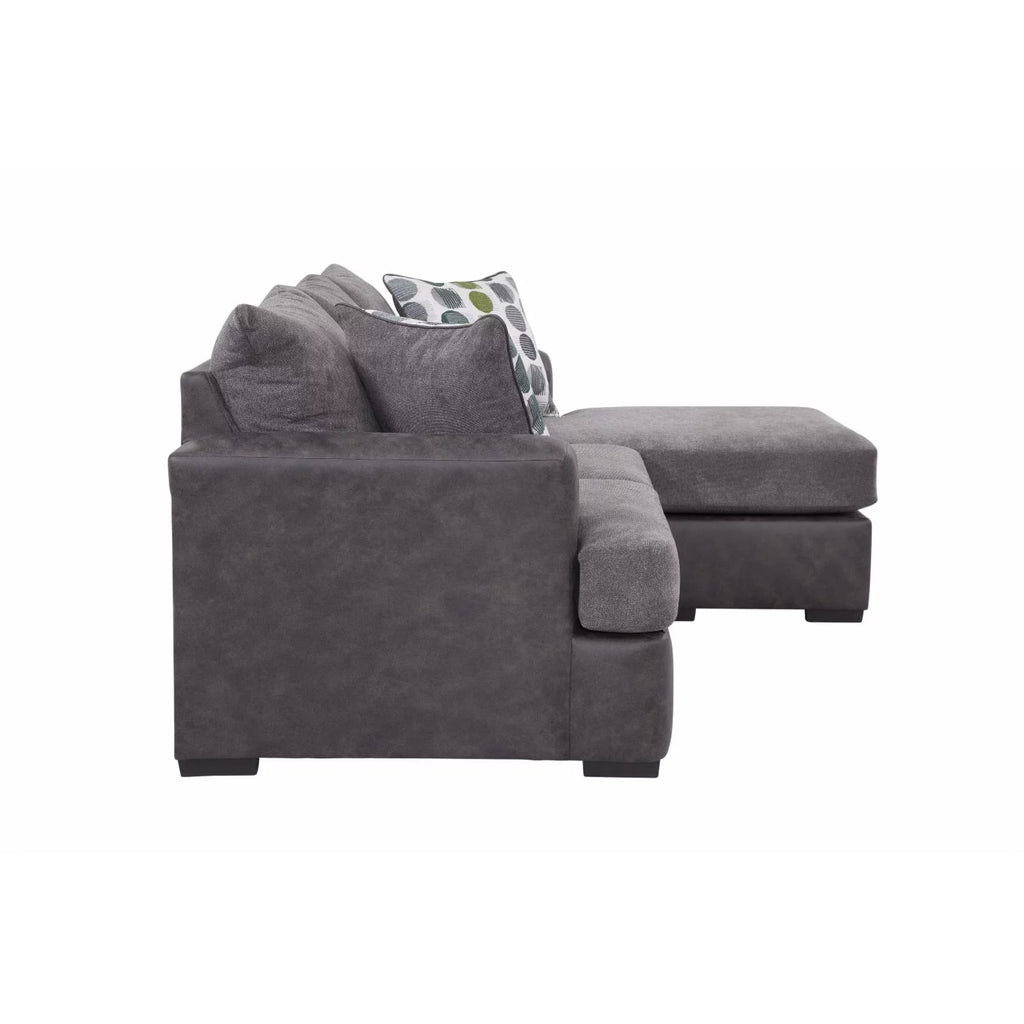 Dark Gray Modern Sofa with Chaise L900