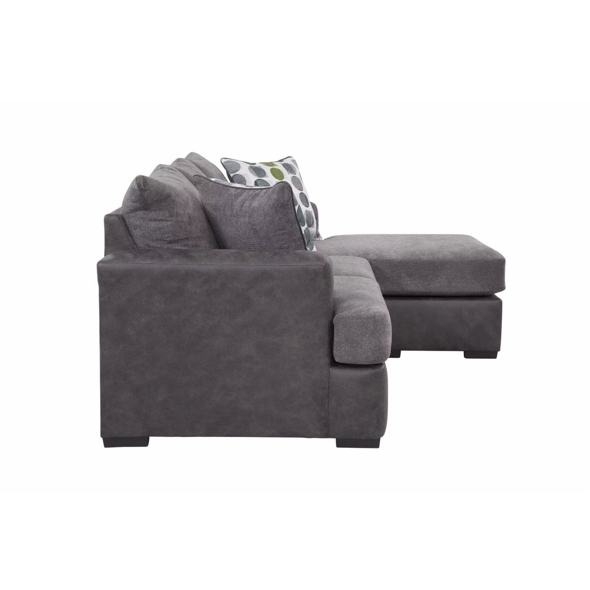 Dark Gray Modern Sofa with Chaise L900