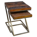Wood Square Nesting Tables with Silver Base Z47250