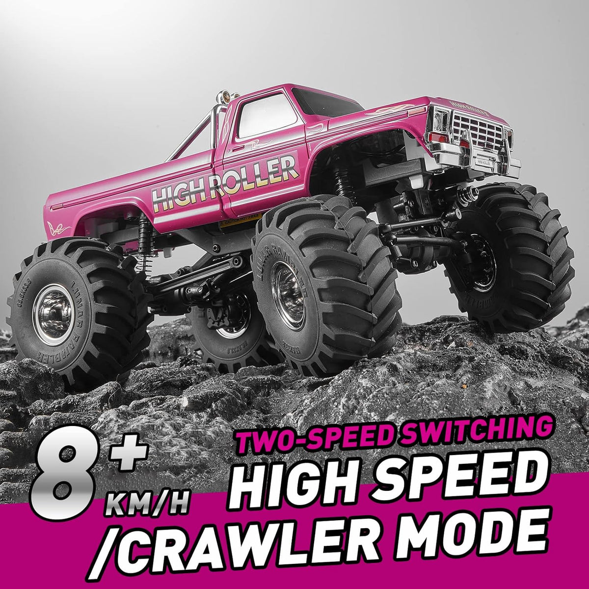 Red 1/24 Monster RC Crawler Truck 8km/h 2 Speed Transmission 2.4Ghz Remote Control Car RTR with USB Charger Q174