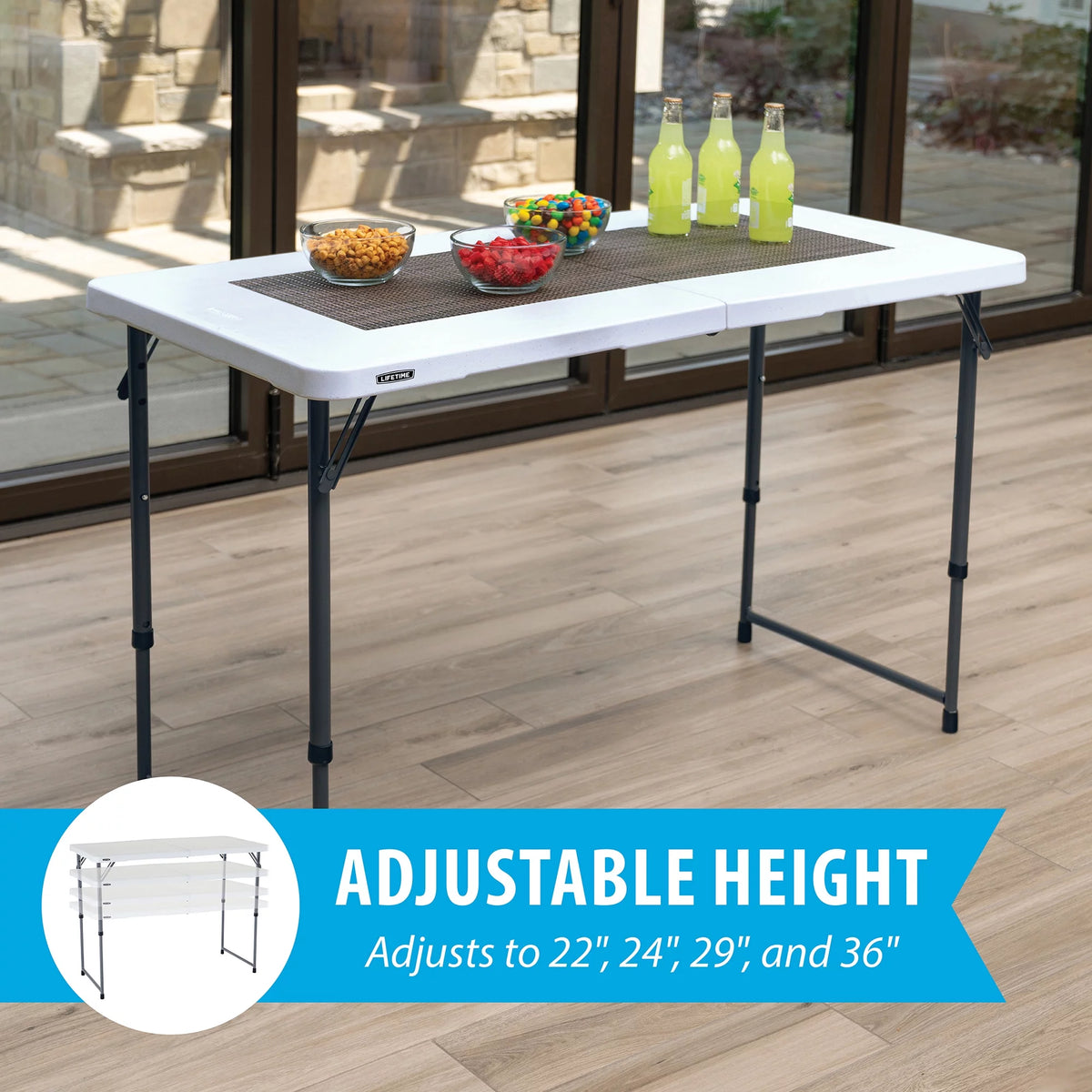 4 ft. Rectangle Fold-in-Half Adjustable Table P95886