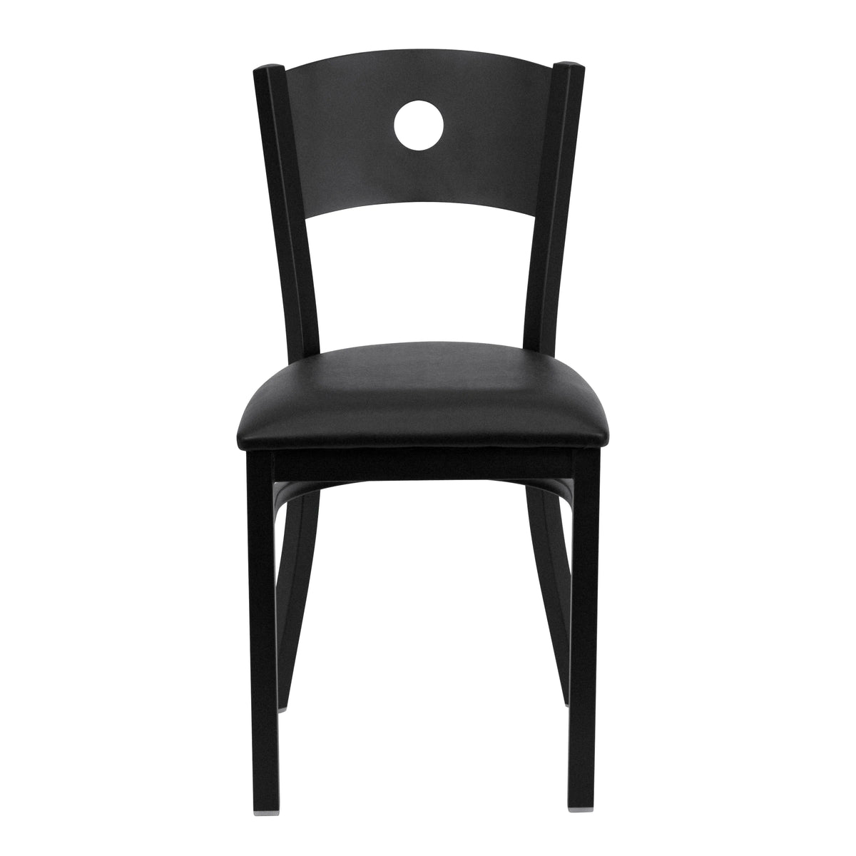 Black Circle Back Metal Restaurant Chair with Vinyl Seat H643