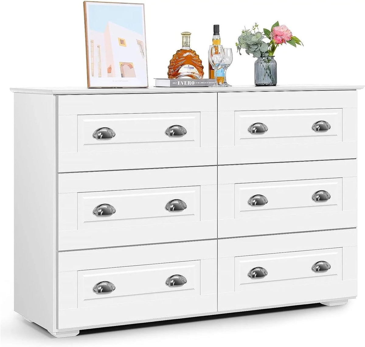 White 6 Drawer Wood Dresser Z92028
