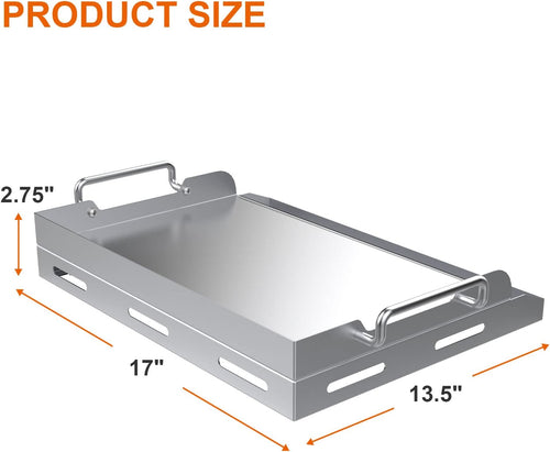 17" x 13.5" Stainless Steel Flat Top Griddle with 2 Handles, Pack of 2 G85982