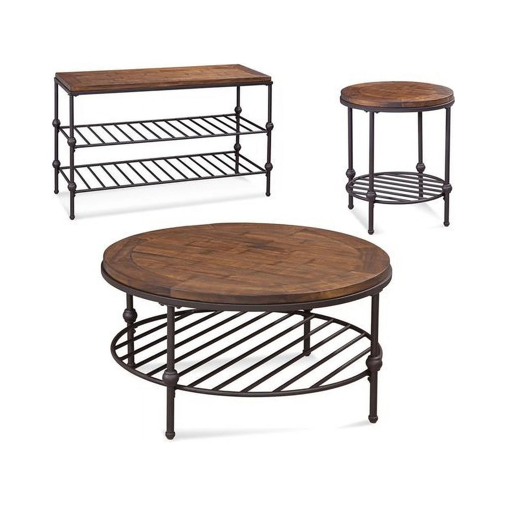 Round Wood End Table in Barnside Brown V732