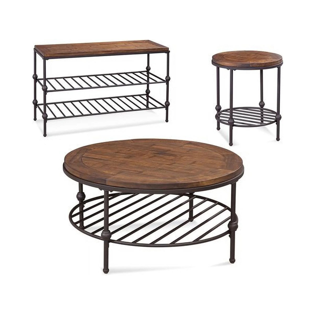 Round Wood End Table in Barnside Brown V732