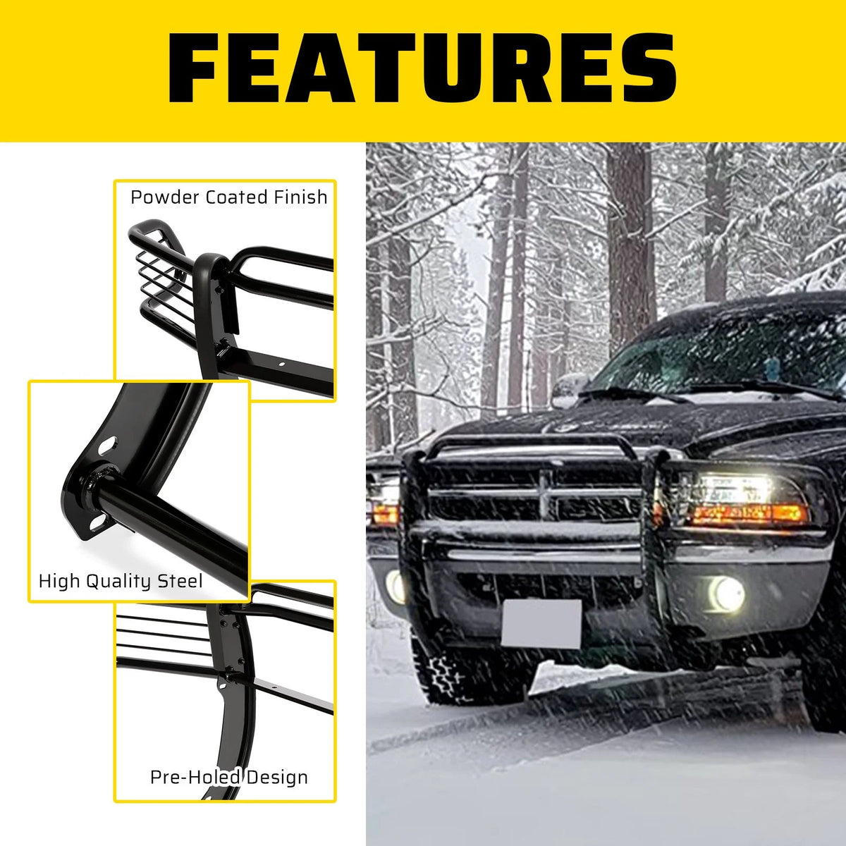 Black Steel Front Bumper Grille Guard V43464