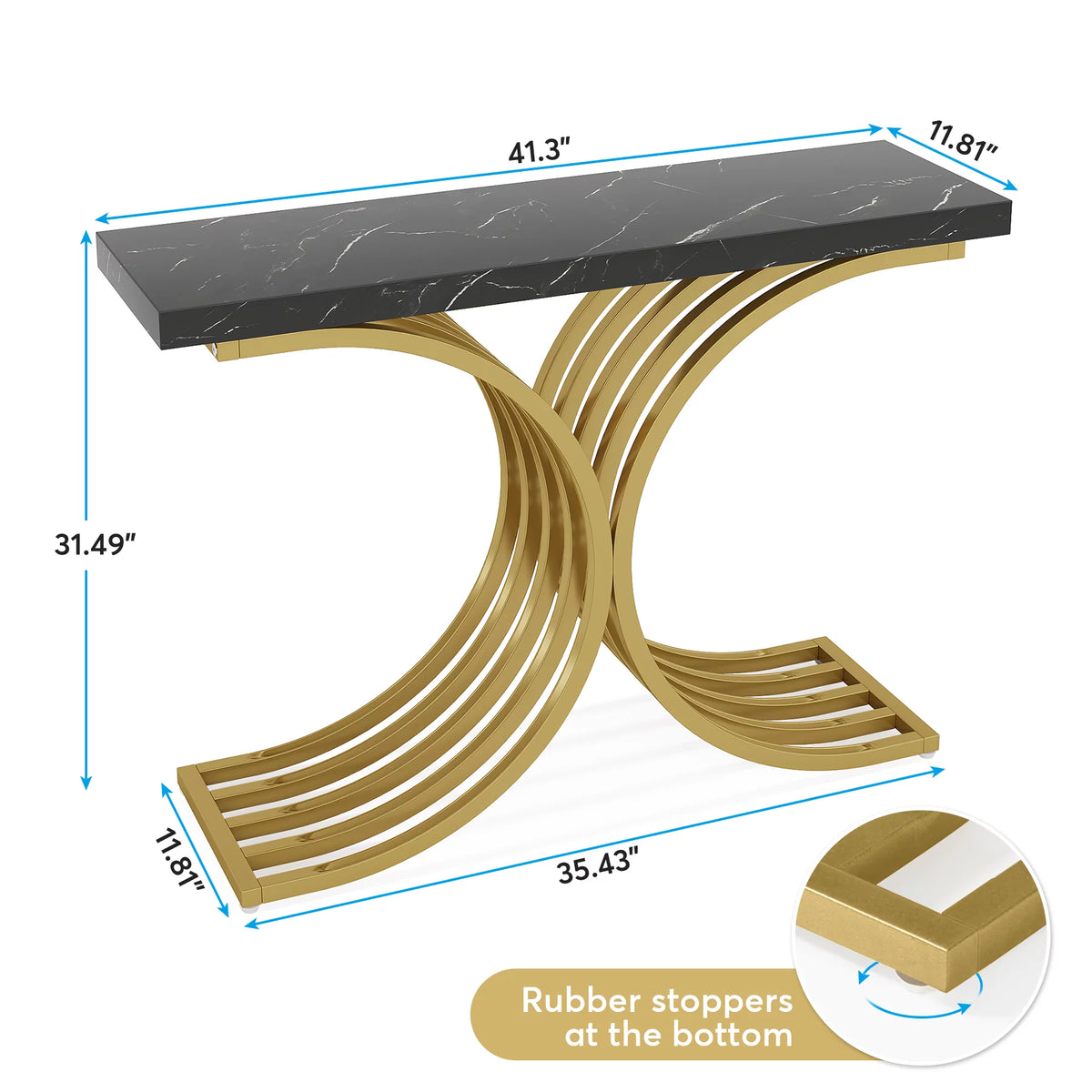 Gold Entryway Console Table with Faux Marble Top V7367