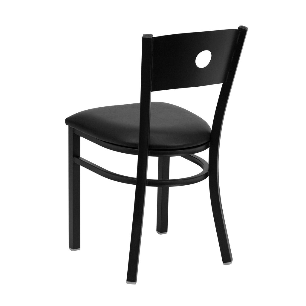 Black Circle Back Metal Restaurant Chair with Vinyl Seat H643