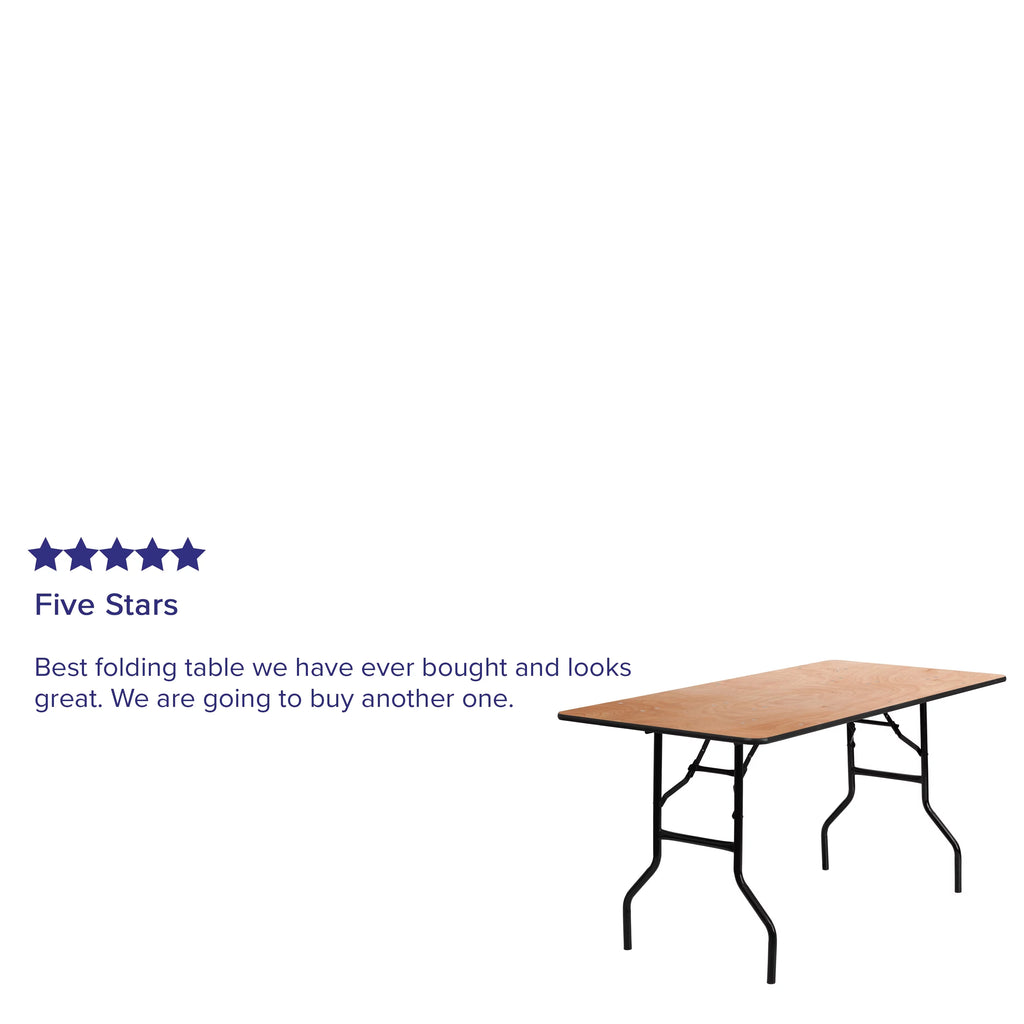 5-Foot Rectangular Wood Folding Banquet Table A601