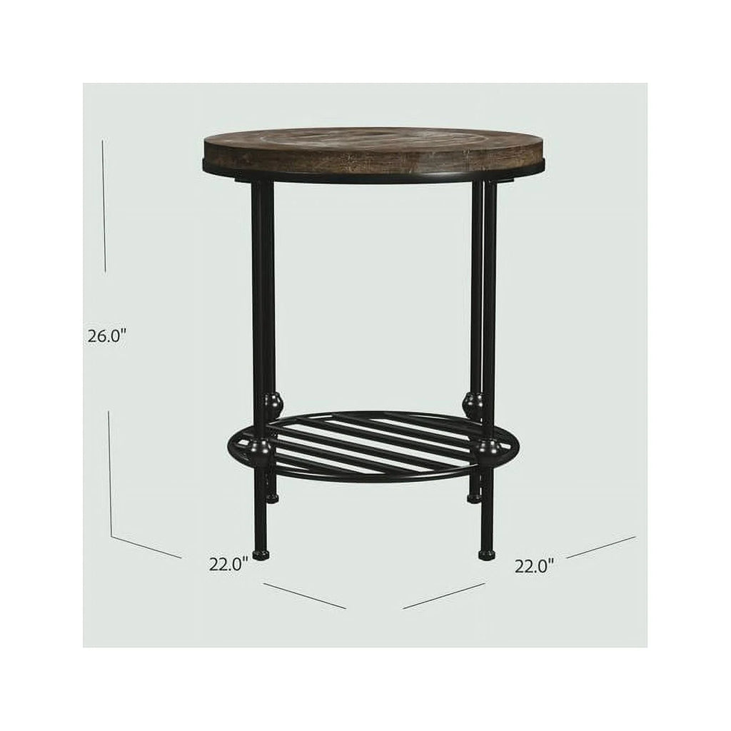Round Wood End Table in Barnside Brown V732
