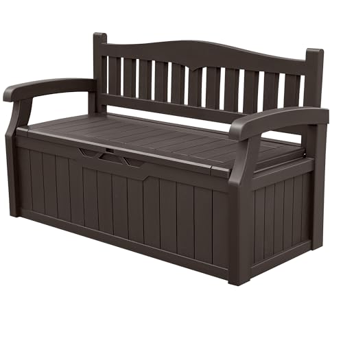 80 Gallon Storage Bench Deck Box Lockable Black D603
