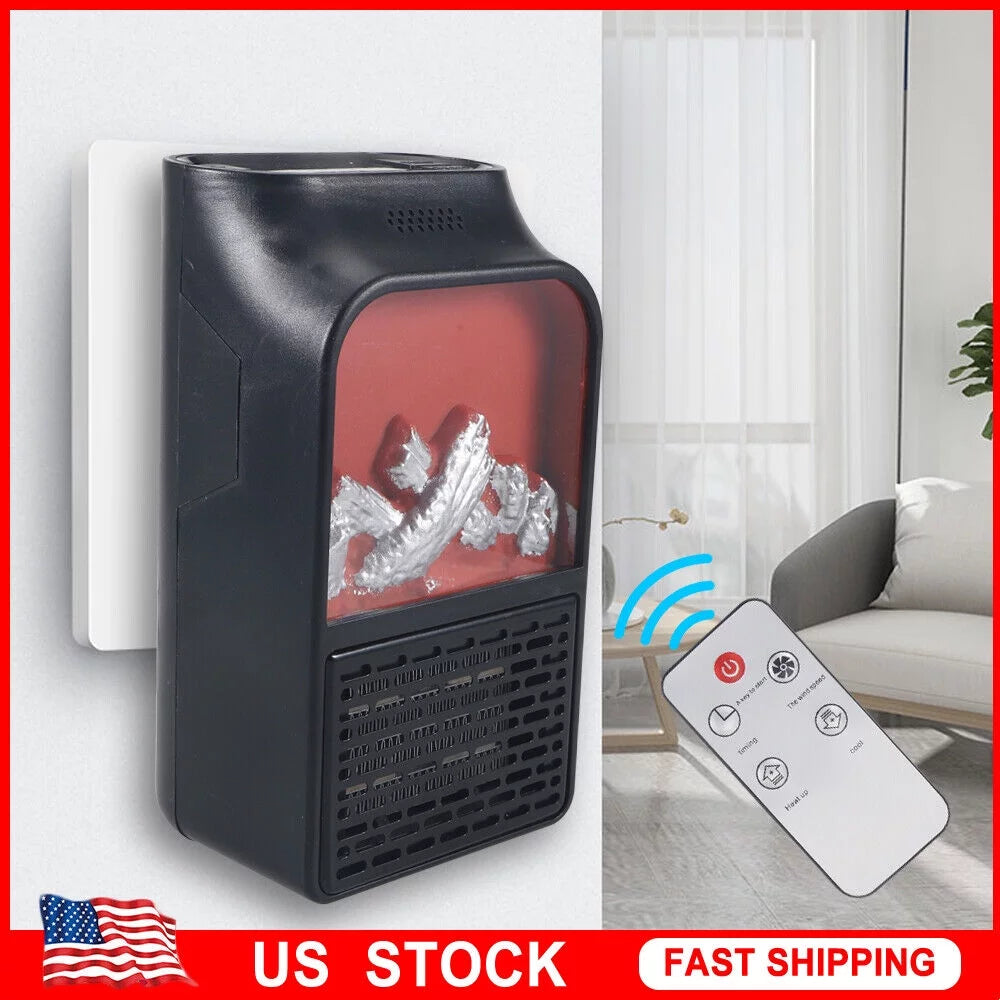 Compact Plug-in Wall Outlet Heater with Timer and Remote Control E8255