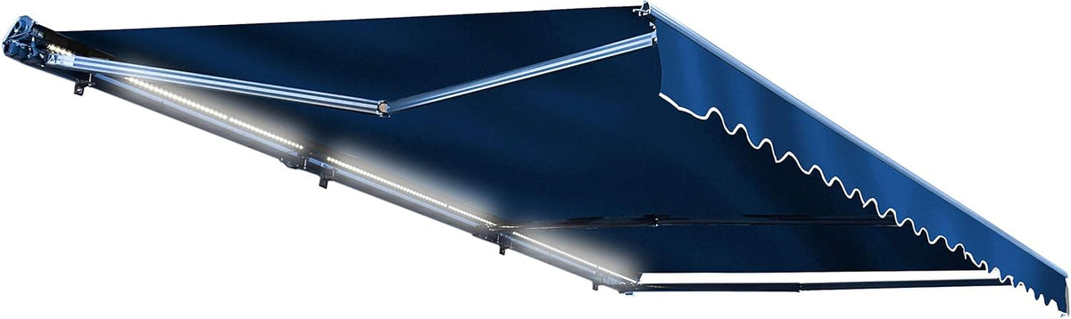 Retractable 16x10 Feet Motorized LED Patio Awning, 100% Polyester Canopy, Green B98940