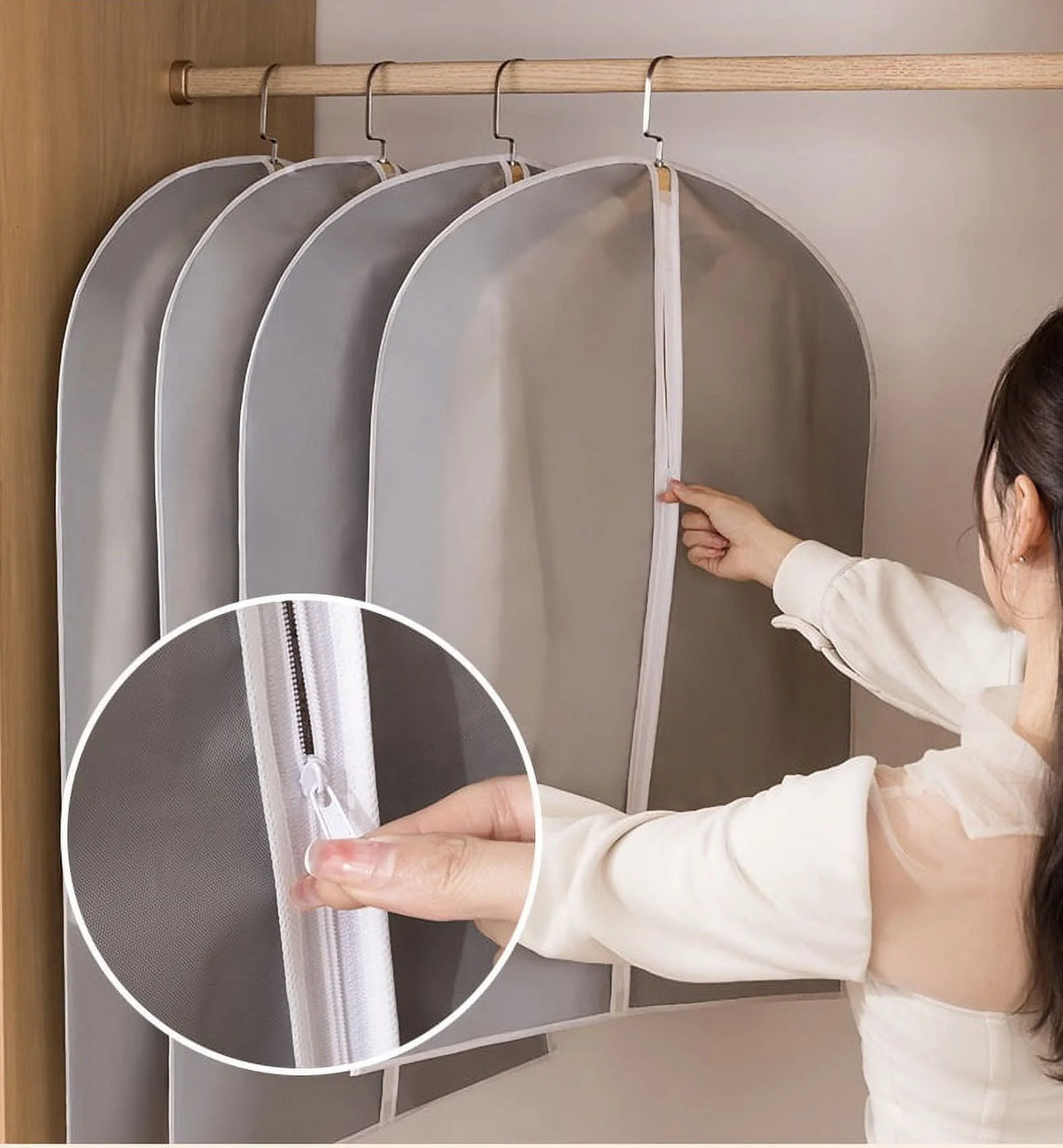 Garment Bags 5 Pack 40 X 24 Hanging Clothes Covers with Zipper I107