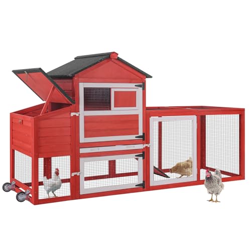 Grey Chicken Coop with Wheels and UV-Resistant Roof L997601