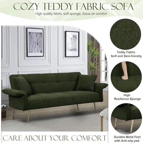 Beige Teddy Futon Sofa Bed with Memory Foam P8632