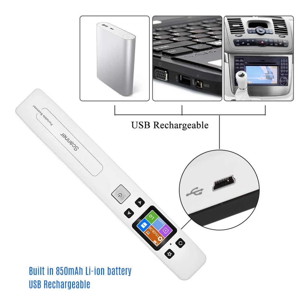Portable Wand Document Scanner A4 Size LCD Display O6595