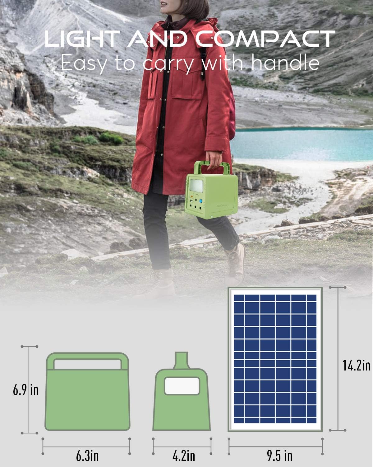 Portable Solar Power Station with Solar Panel, Flashlights, USB DC Outlets F79110