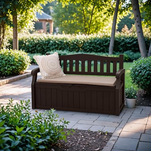 80 Gallon Storage Bench Deck Box Lockable Black D603