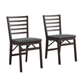 Dark Mahogany Wood Folding Chair with Vinyl Padded Seat, 2-Pack S79173