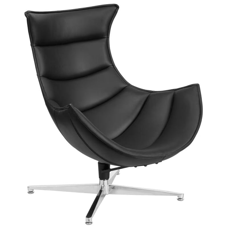 Black LeatherSoft Swivel Cocoon Chair N6243