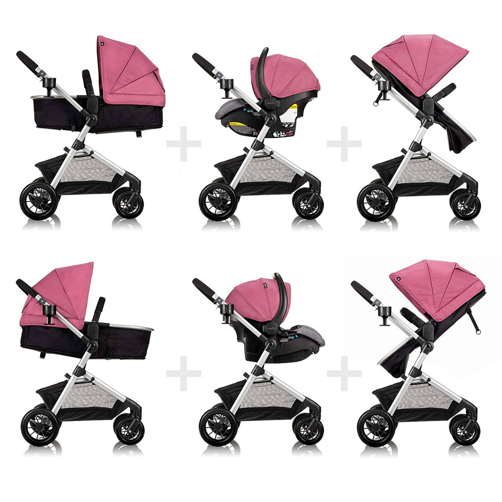 Dusty Rose Modular Travel System with SafeMax Car Seat Y939
