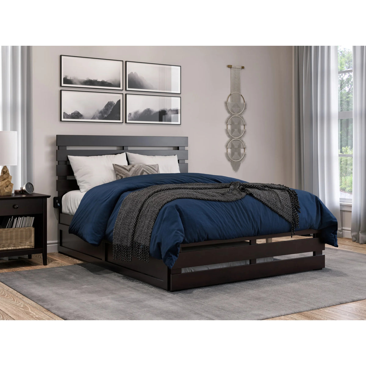 Oxford Wood Full Bed with Twin Trundle B891