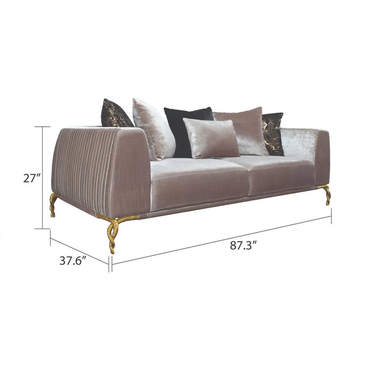 Ivory Velvet 2PC Living Room Set with Wood S931095