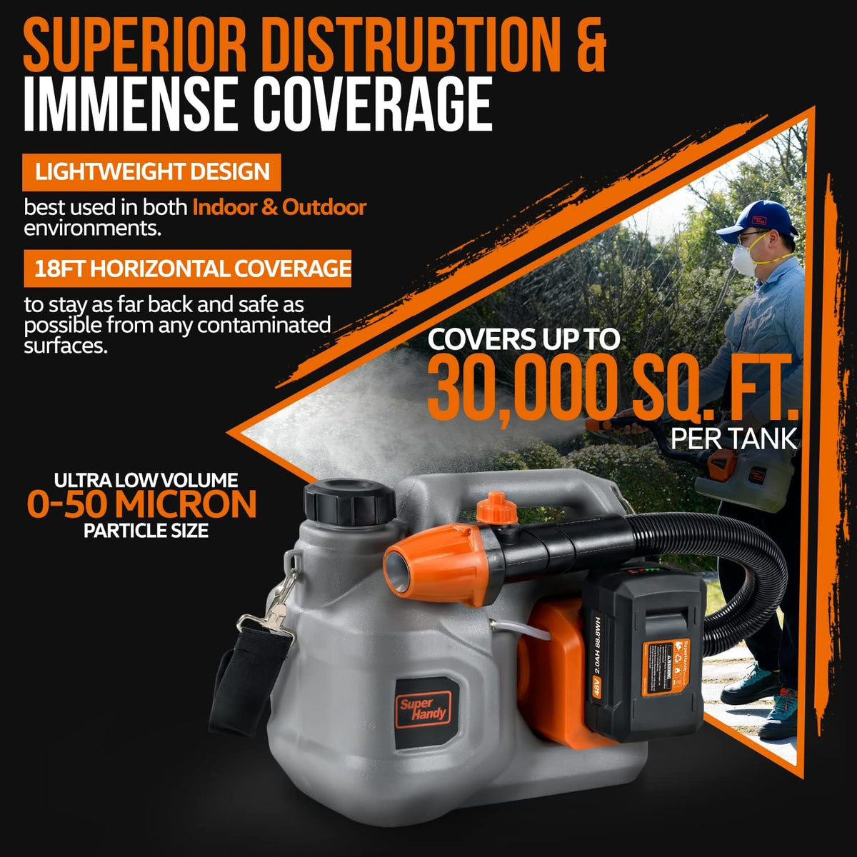 1.3Gal 5L 48V Battery Electrostatic/ULV Fogger Sprayer C961
