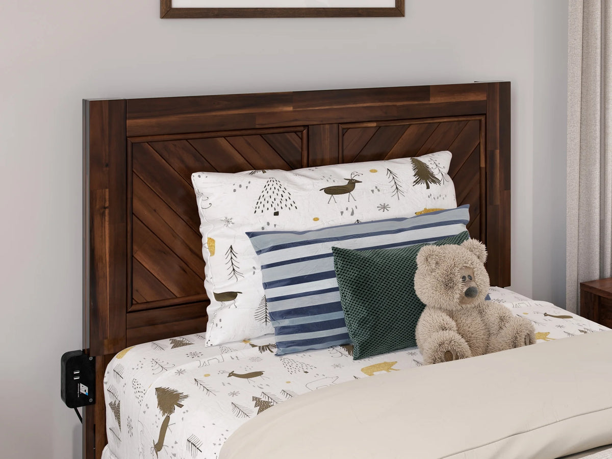 Twin Solid Wood Headboard with Attachable Charger Q262