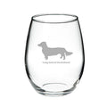 Long Haired Dachshund Stemless Red Wine Glass M891918