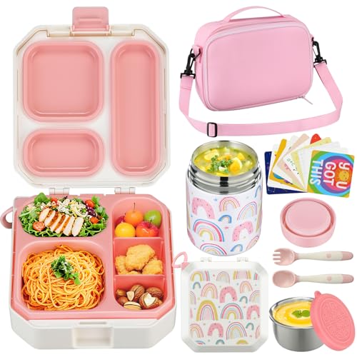Bento Lunch Box Set with 12oz Soup Thermo, Lunch Bag, 5 Compartment, Sauce Cup S93186
