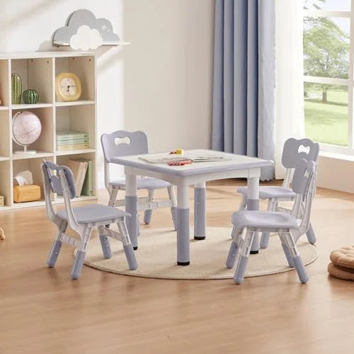 Height Adjustable Toddler Table and Chairs Set with 2 Seats C631353