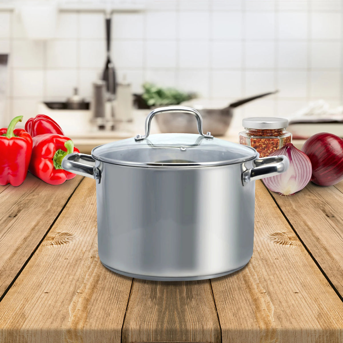 8 Quart Stock Pot with Tempered Glass Lid D12490
