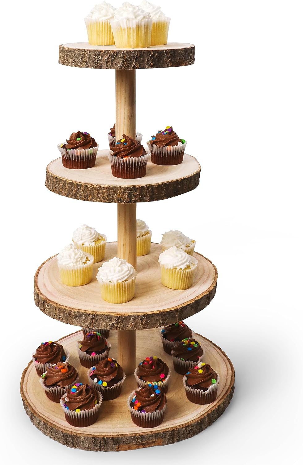 Wooden 4 Tier Rustic Cupcake Stand H71479