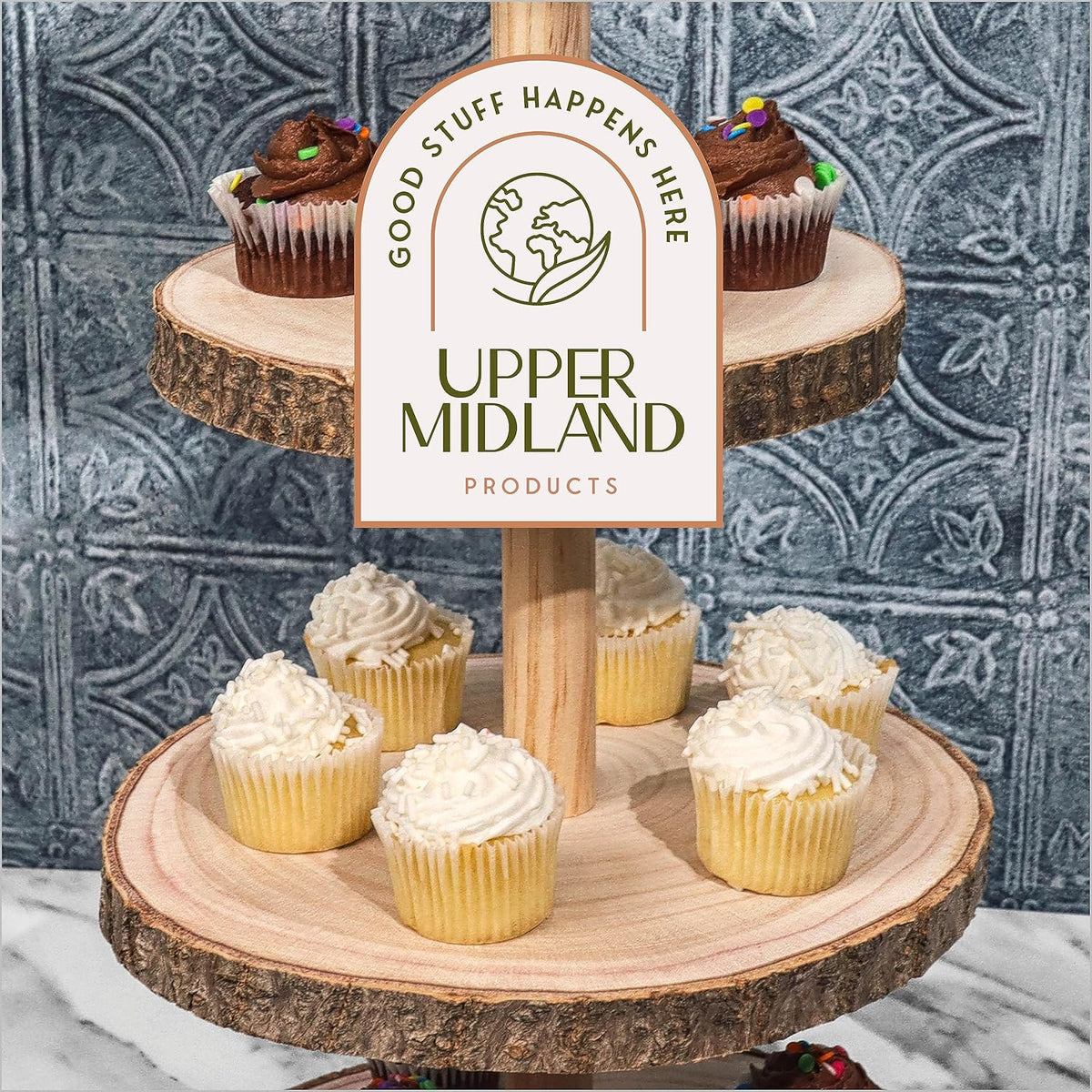 Wooden 4 Tier Rustic Cupcake Stand H71479