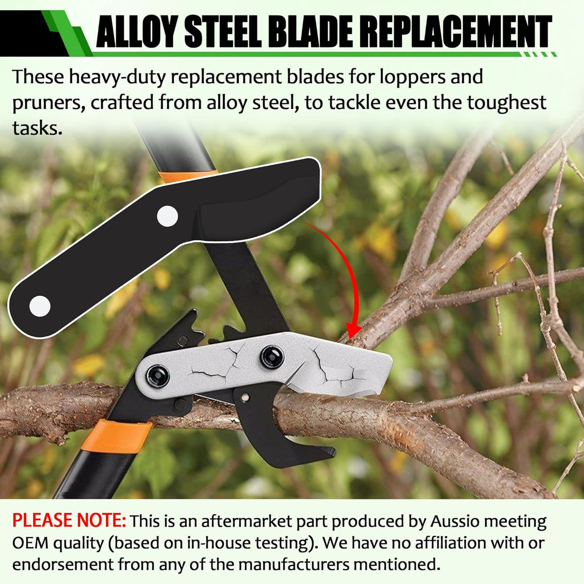 (2-Pack) Steel Replacement Blade for Loppers - Black Y4745
