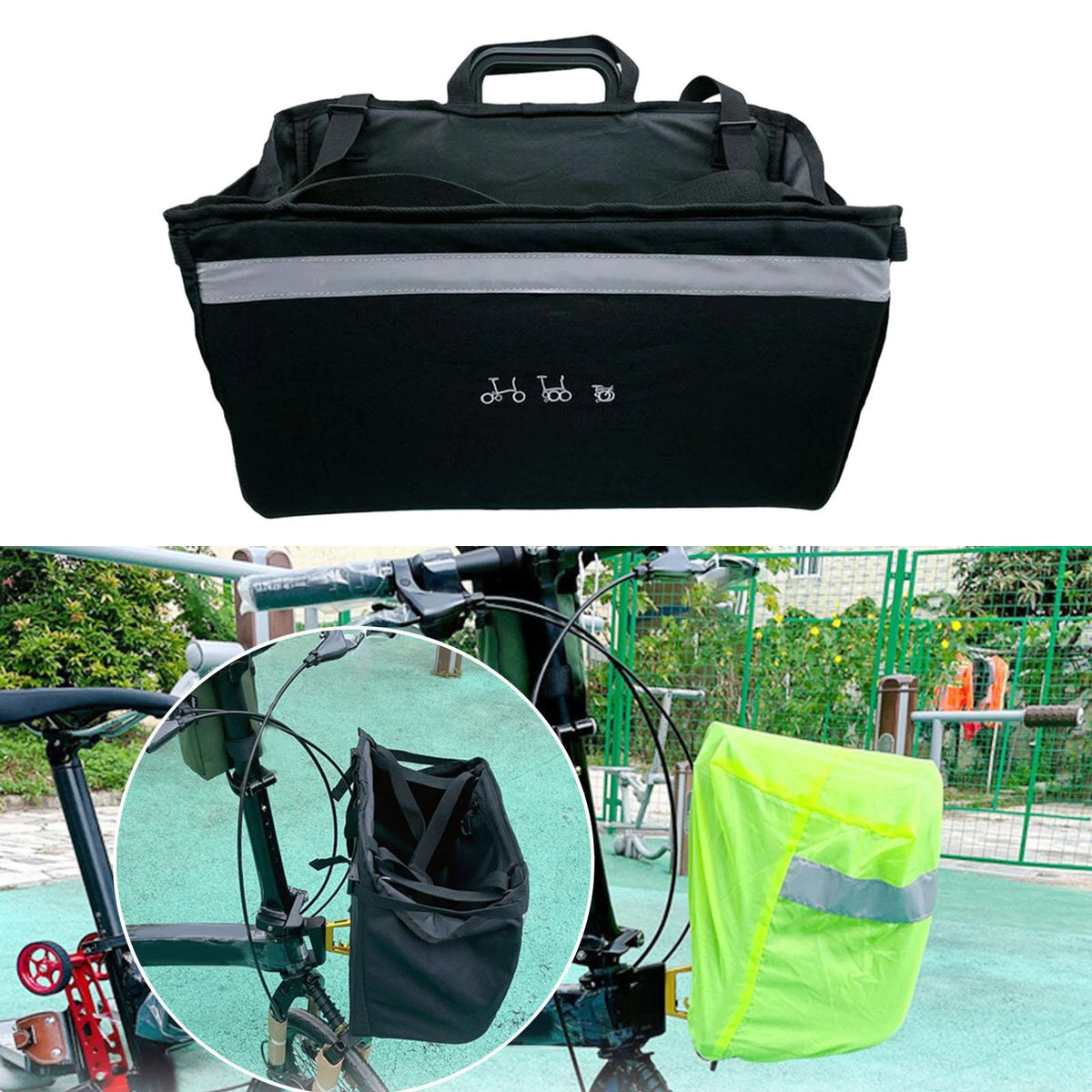 Folding Bike Basket with Rain Cover N2866