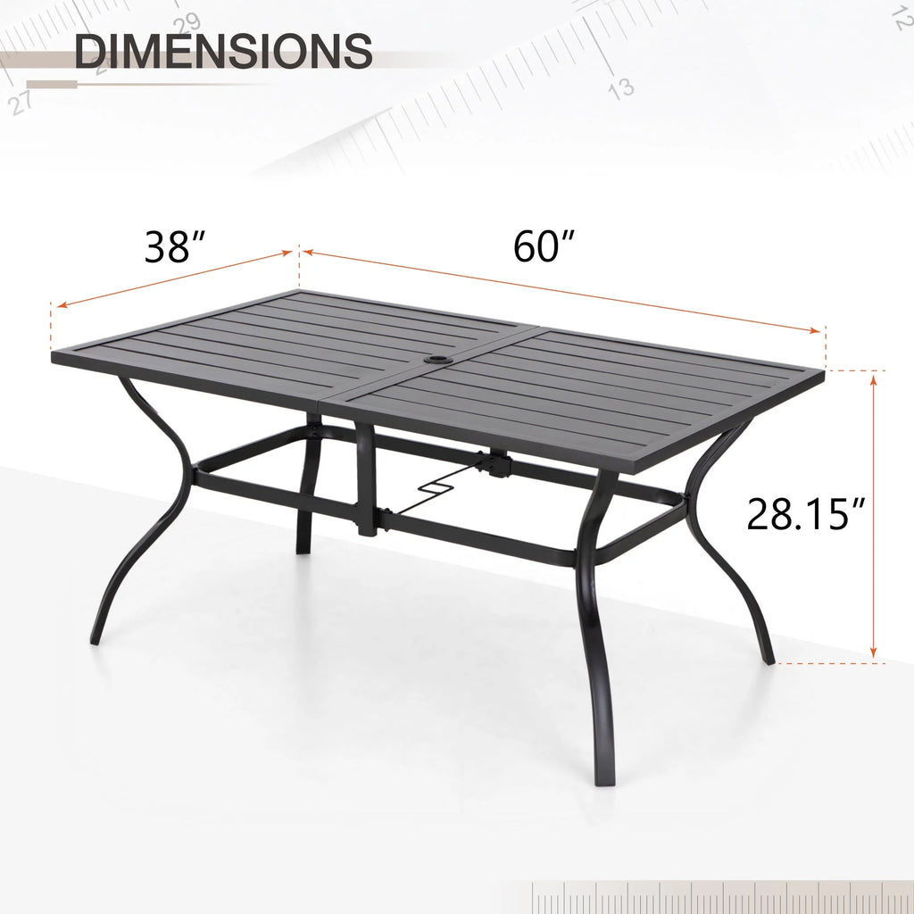 60 x 38 Black Steel Outdoor Dining Table T771487