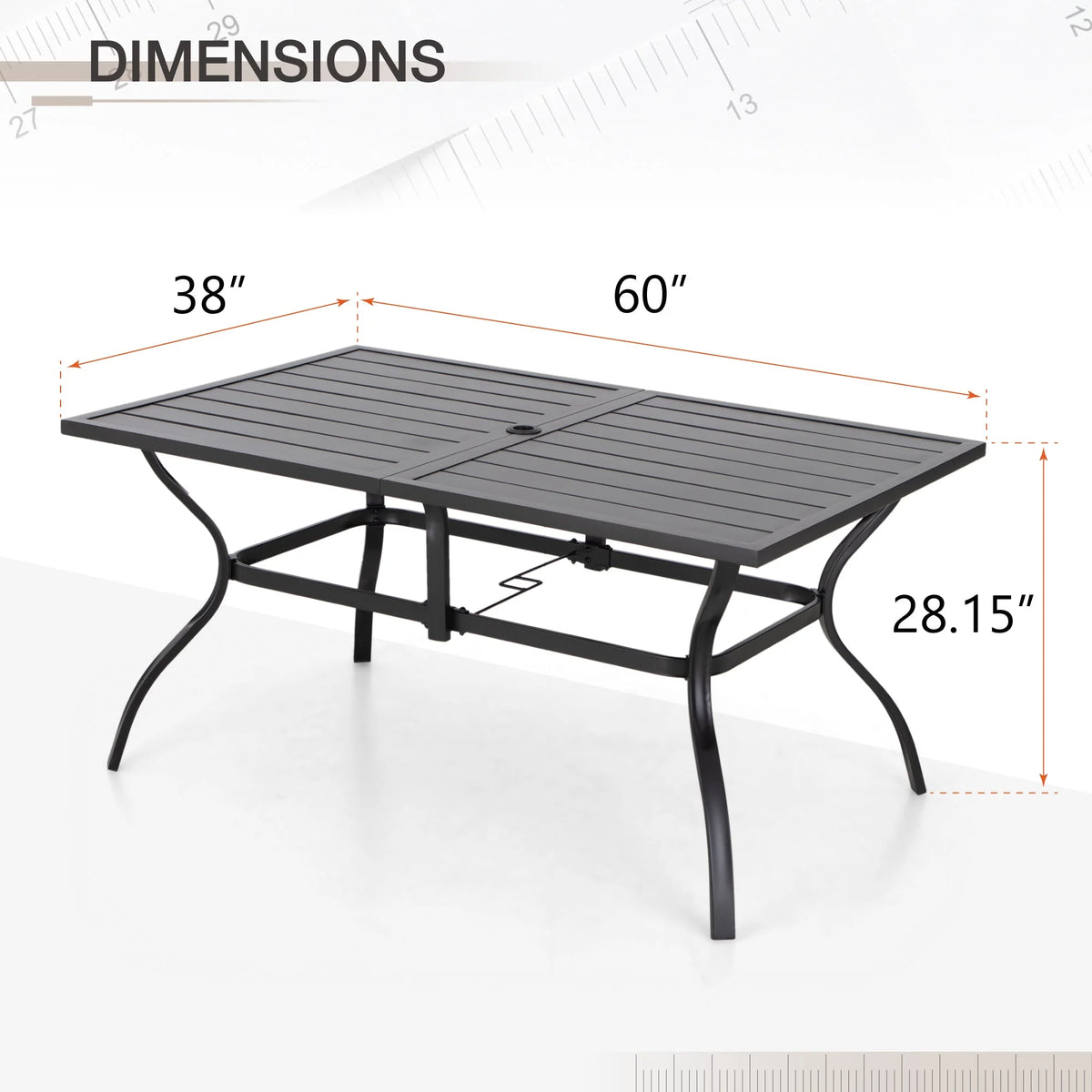 60 x 38 Black Steel Outdoor Dining Table T771487