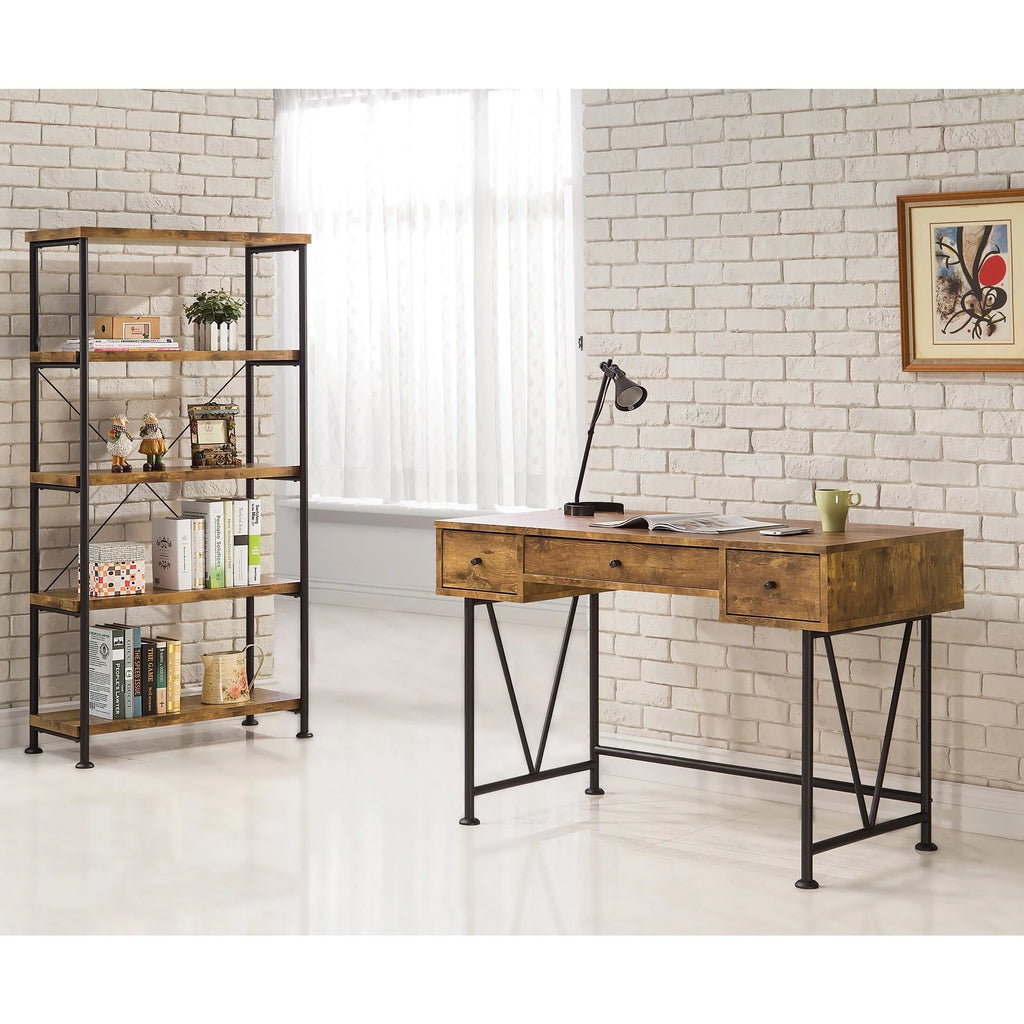 Antique Nutmeg and Black 3-drawer Writing Desk Z616