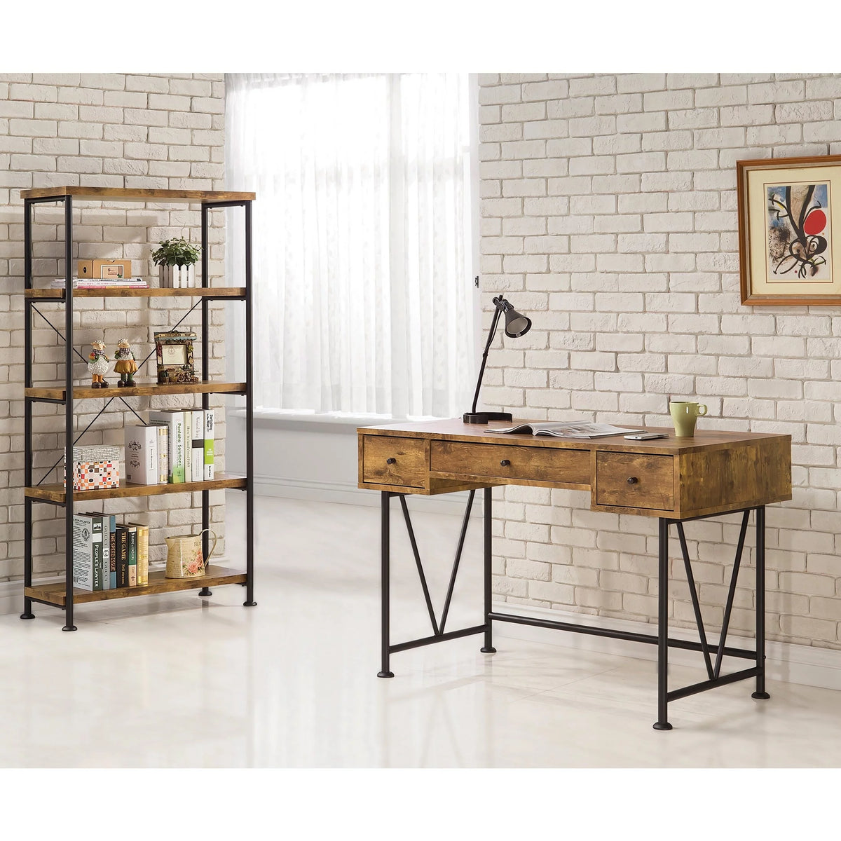 Antique Nutmeg and Black 3-drawer Writing Desk Z616