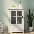 White Buffet Storage Cabinet with Glass Doors U50425