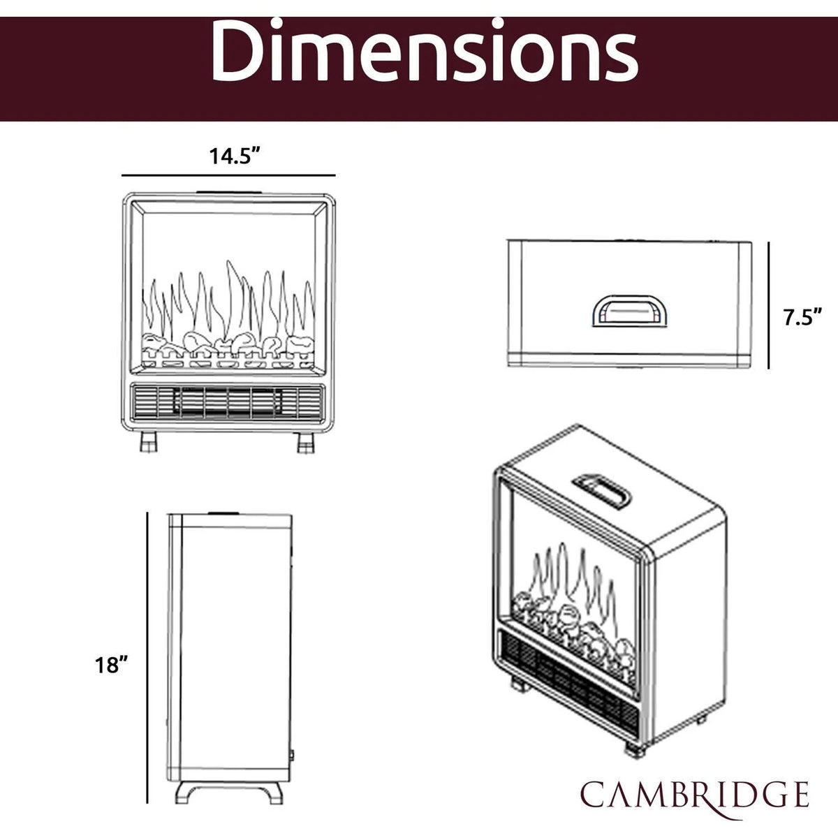 Black Electric Fireplace with Wood Log Insert W831817