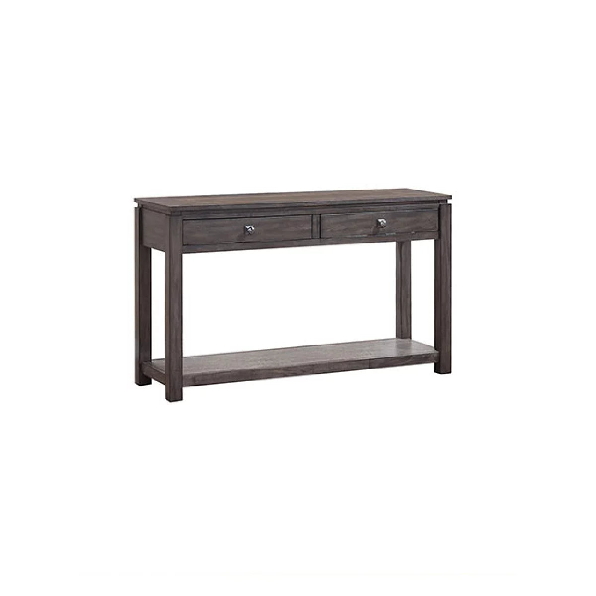 Gray Rectangular Wooden Sofa Console Table with Drawers and Shelf R82959