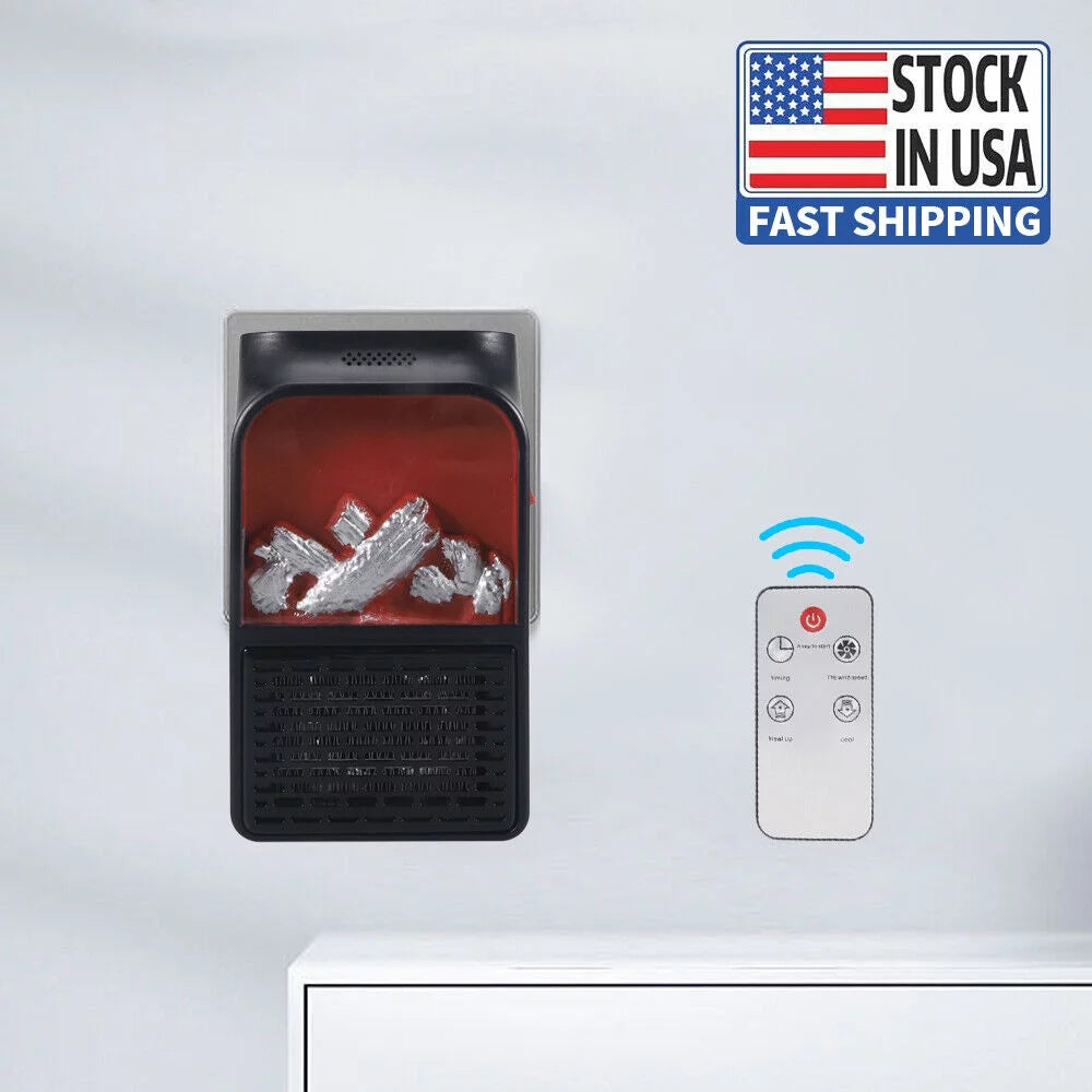 Compact Plug-in Wall Outlet Heater with Timer and Remote Control E8255