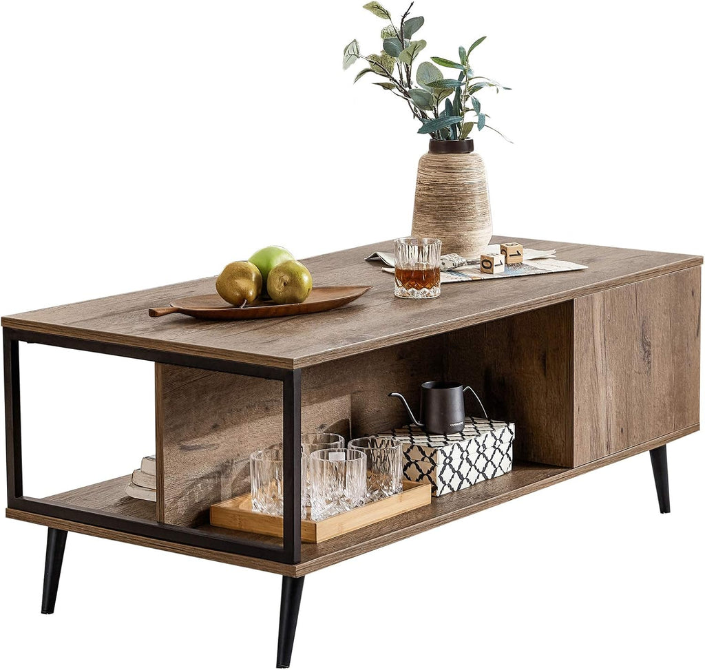 Modern Grey Wood Storage Coffee Table S86153