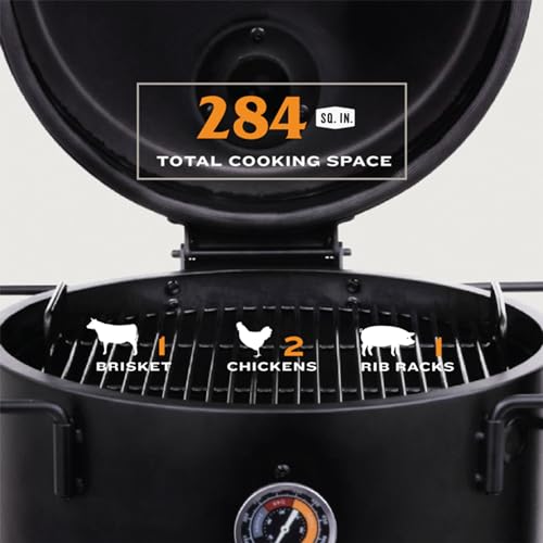 Black Barrel Drum Smoker with Porcelain Coated Steel C5991